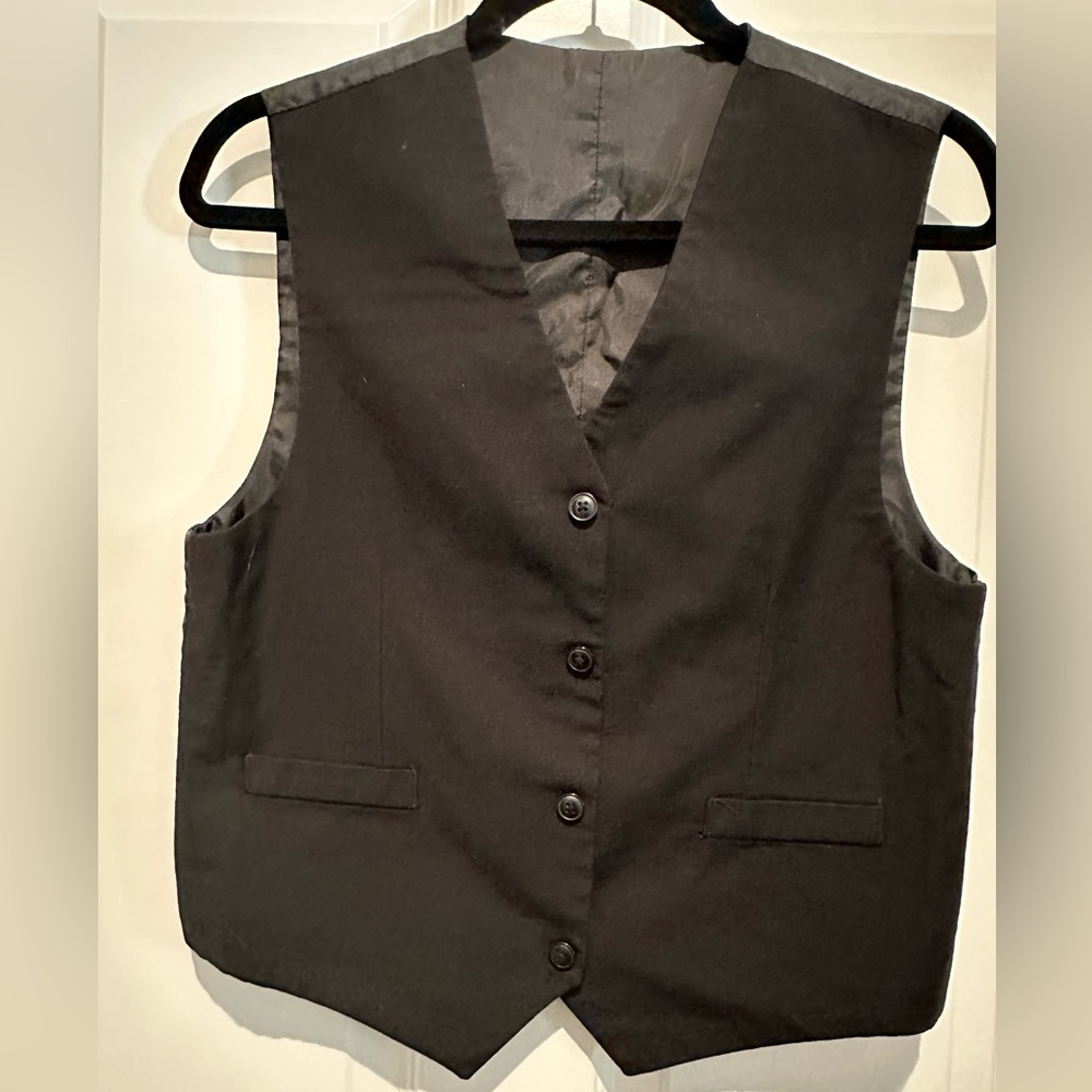 MENS Casual Dress 2 sided black/pinstriped Vest